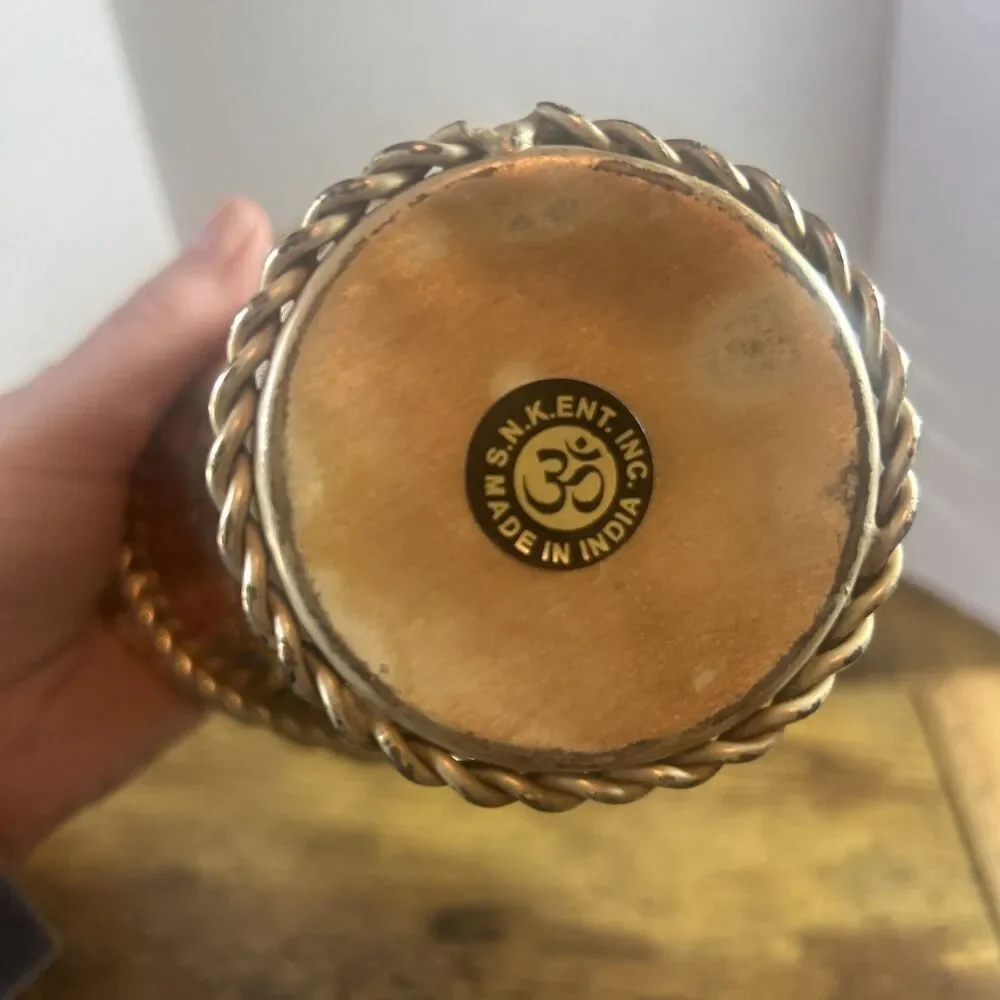Vintage Silver Plated SNK India Dimpled Flower Basket Vase Twisted Handle 10 in